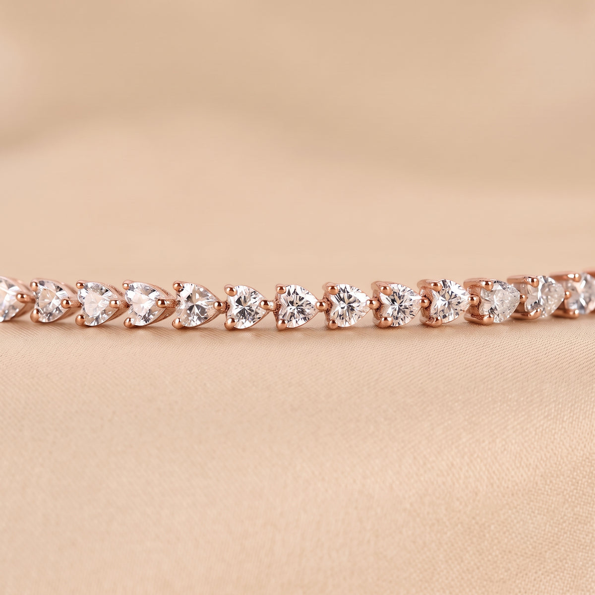 Heart Lab Grown Diamond Tennis Bracelet in 18K Rose Gold 4.70 CTW
