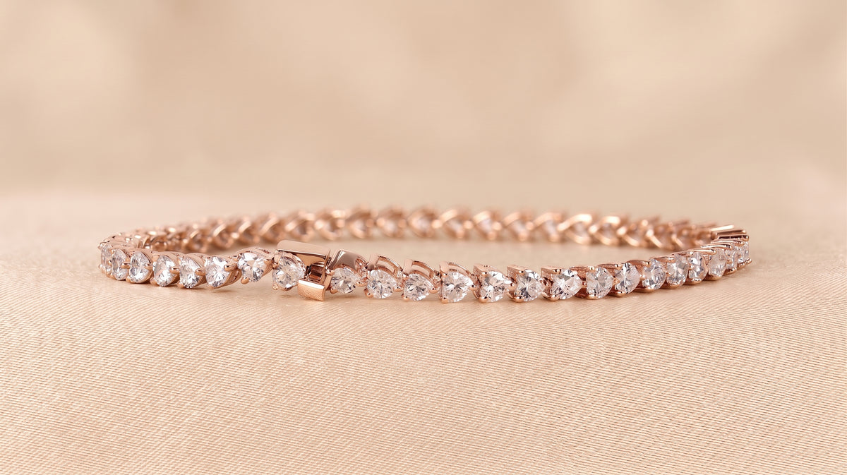 Heart Lab Grown Diamond Tennis Bracelet in 18K Rose Gold 4.70 CTW