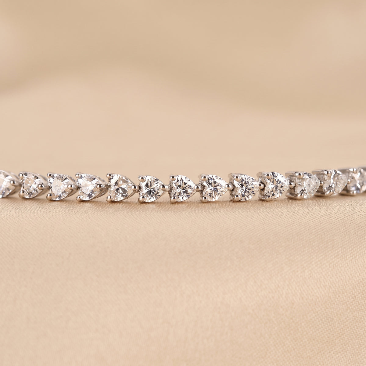 Heart Lab Grown Diamond Tennis Bracelet in 18K White Gold 4.70 CTW