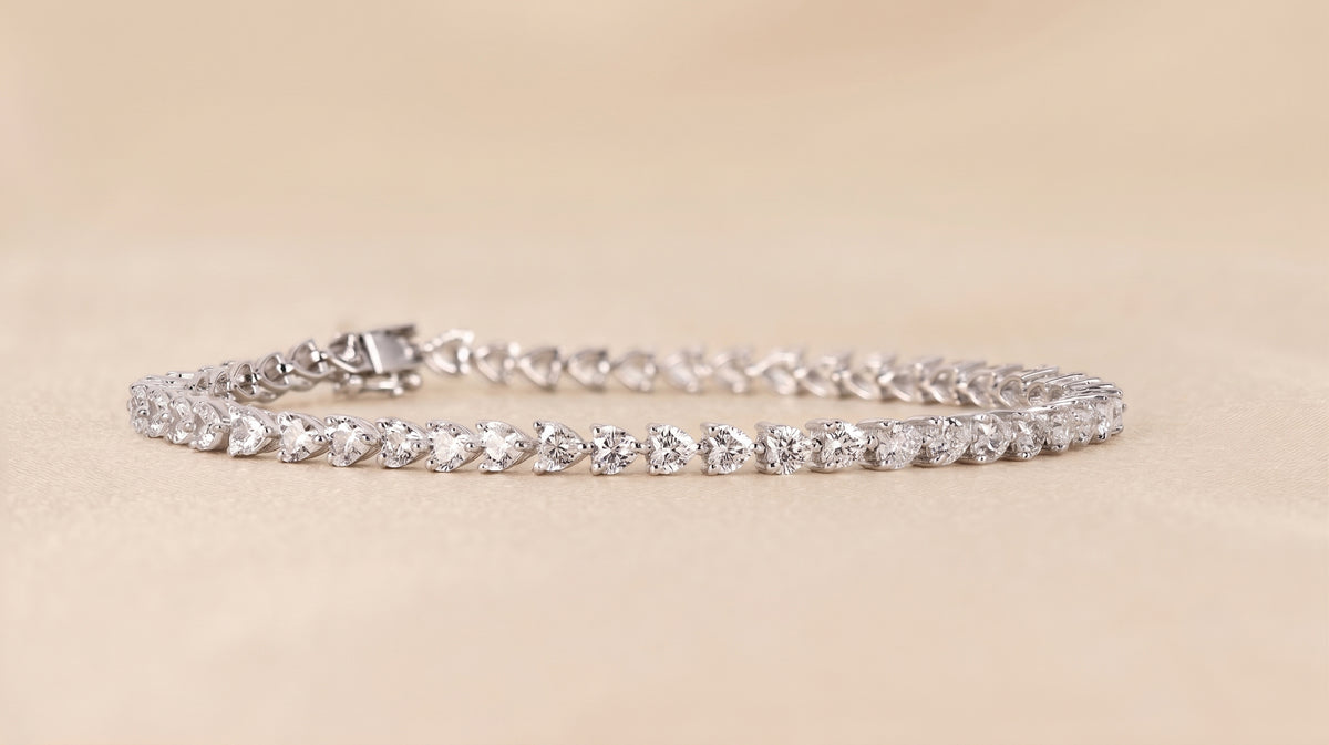 Heart Lab Grown Diamond Tennis Bracelet in 18K White Gold 4.70 CTW