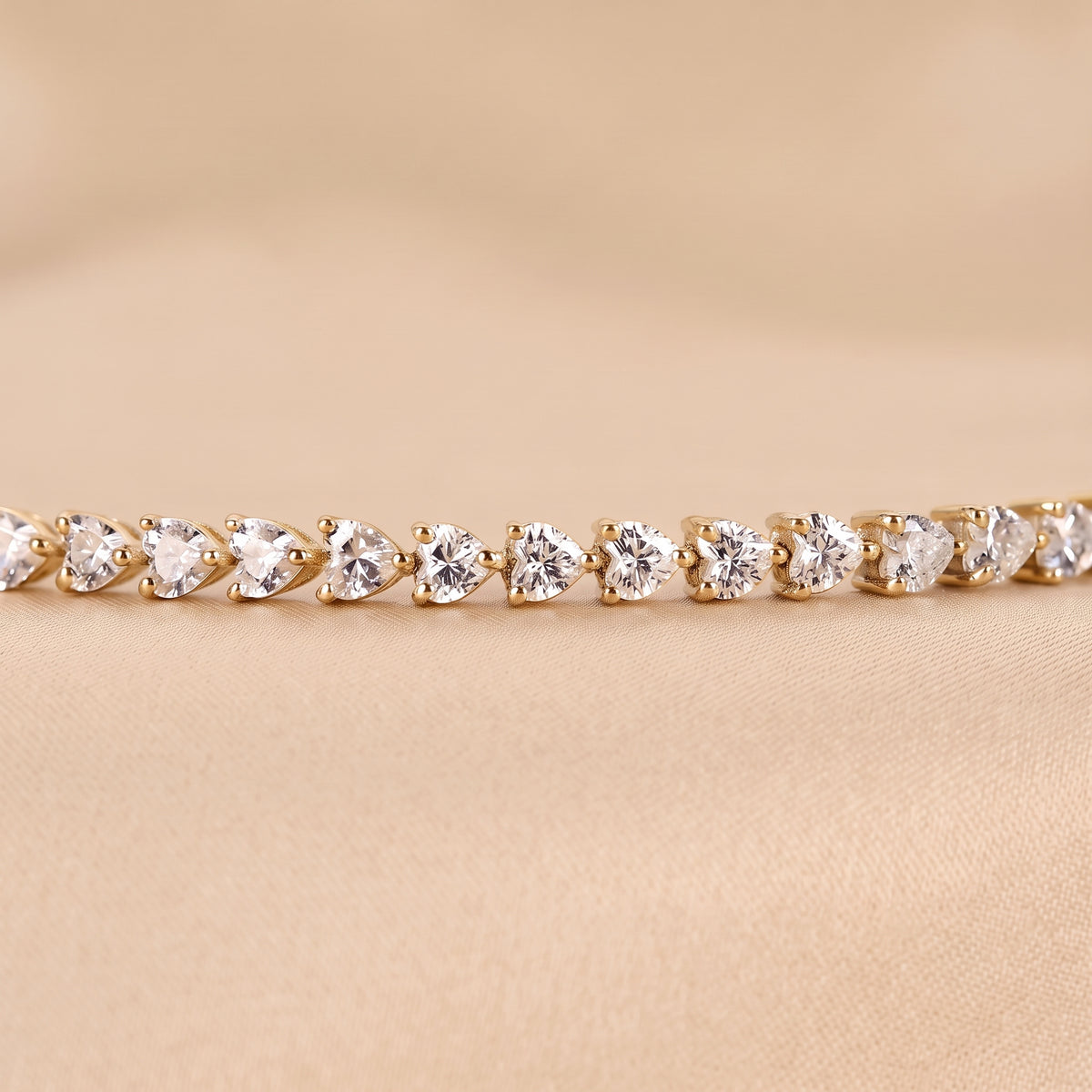 Heart Lab Grown Diamond Tennis Bracelet in 18K Yellow Gold 4.70 CTW