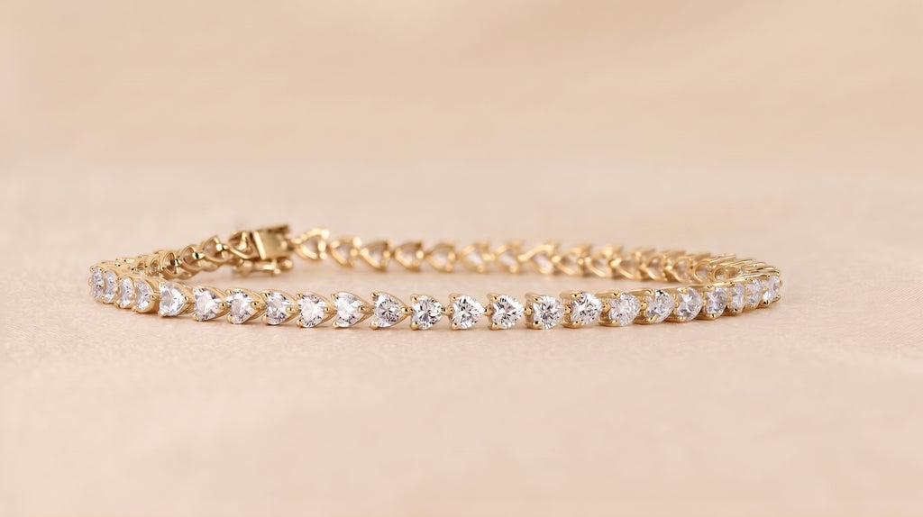 Heart Lab Grown Diamond Tennis Bracelet in 18K Yellow Gold 4.70 CTW
