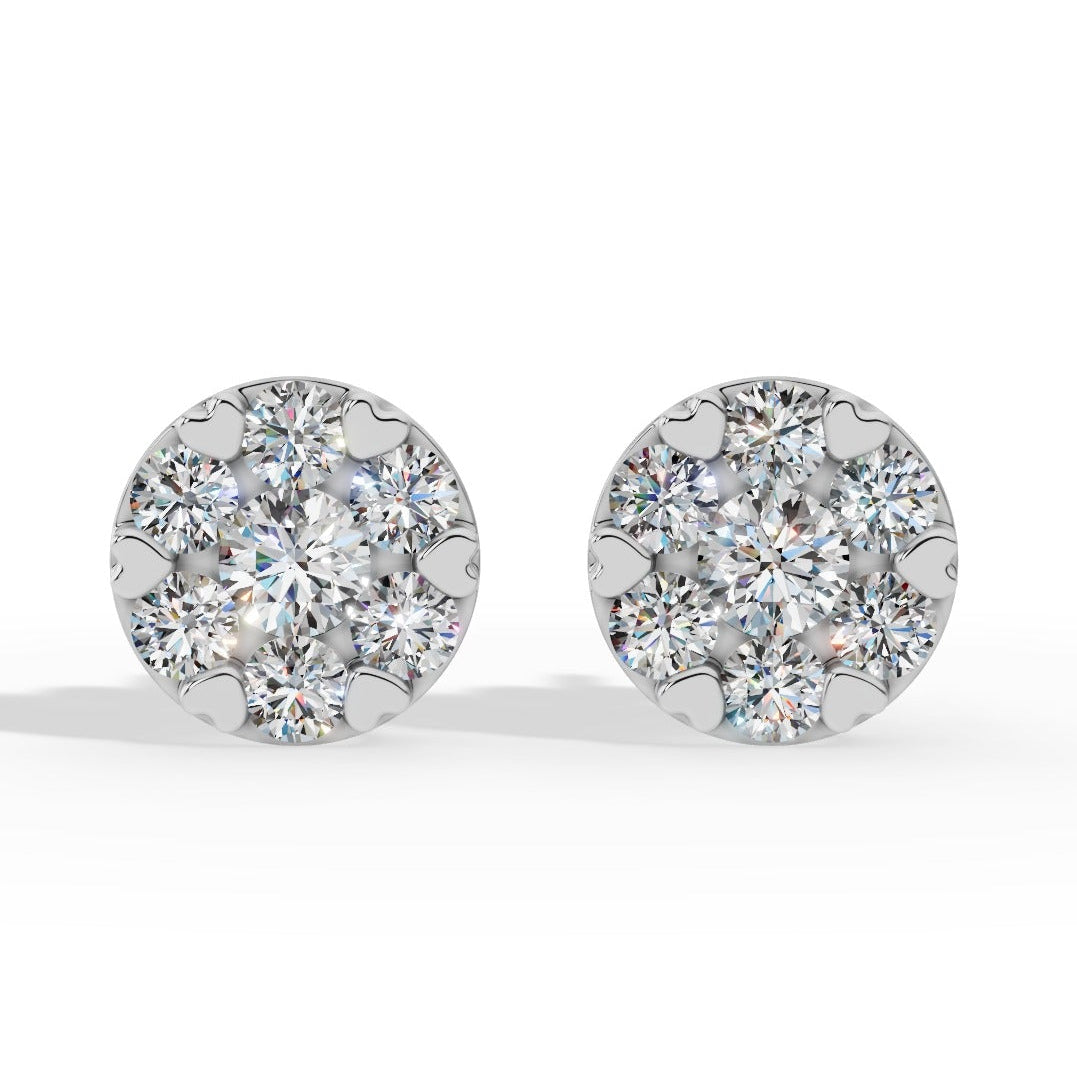 Fancy Prong Brilliant Round Cut Lab Grown Diamond Stud Earrings