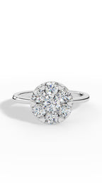 Heart Shaped Prong Clustered Brilliant Round Cut Lab Grown Diamond Ring