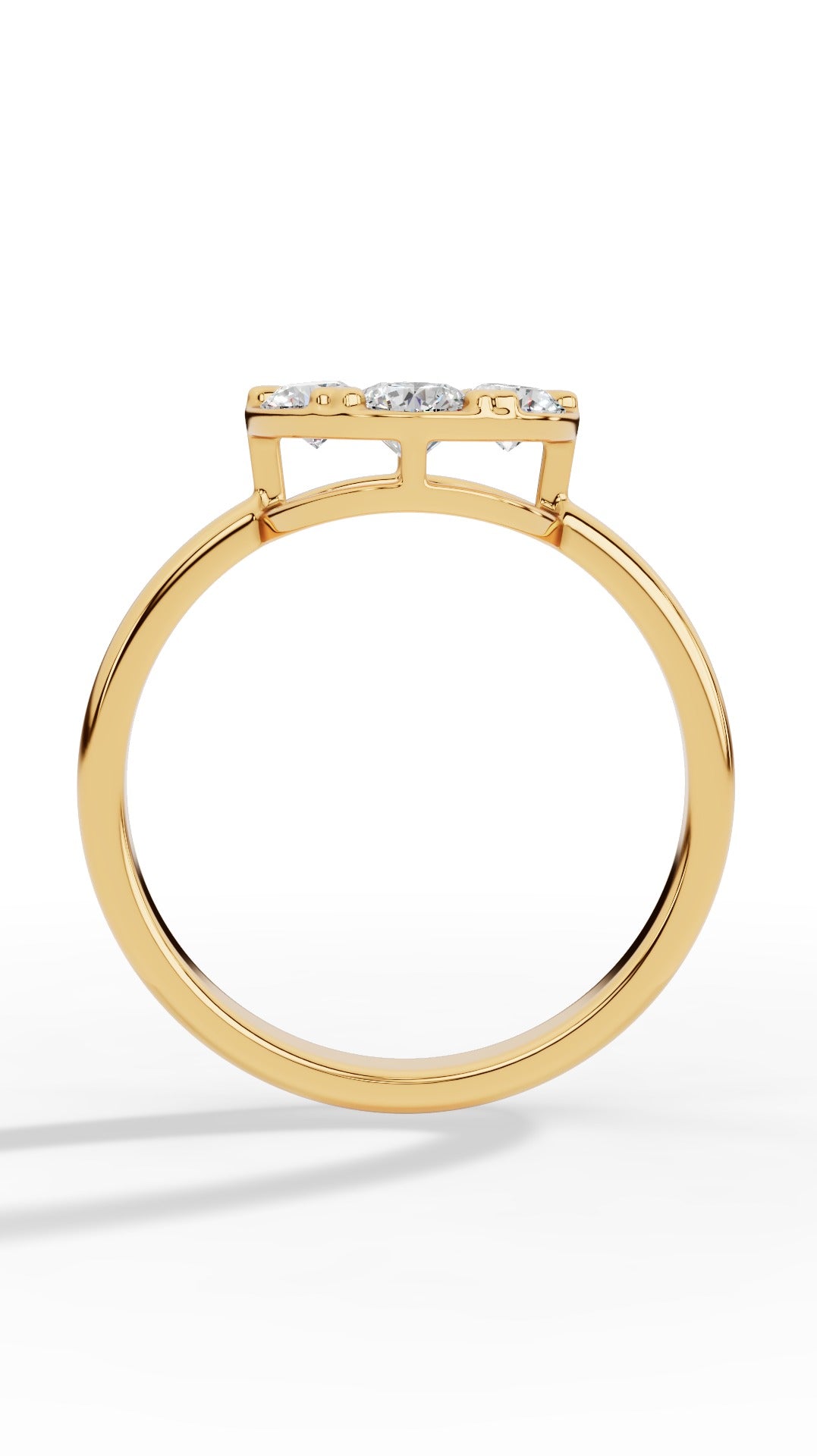 Heart Shaped Prong Clustered Brilliant Round Cut Ring 18K Yellow Gold 1.0 CTW