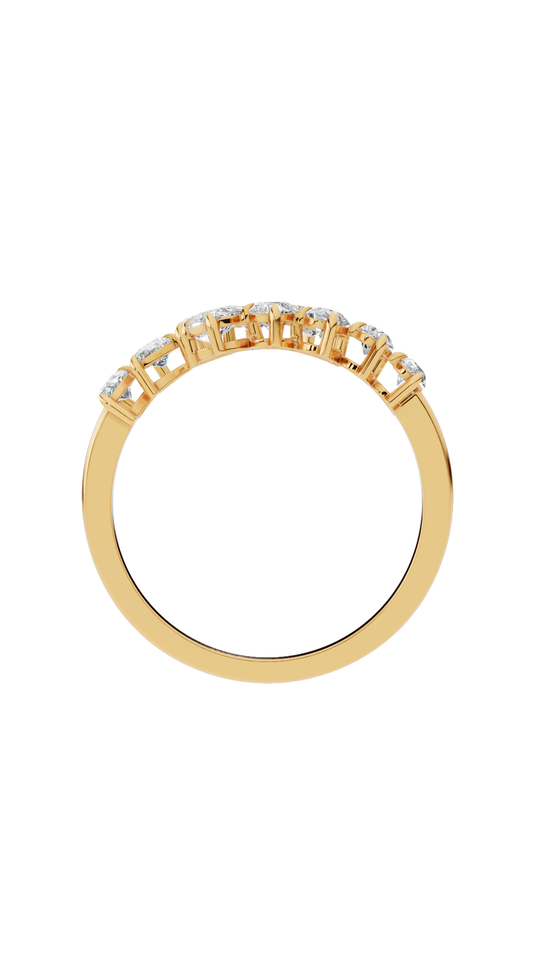 Band detail of ivy bypass open ring in 10K yellow gold with pear cut lab grown diamonds