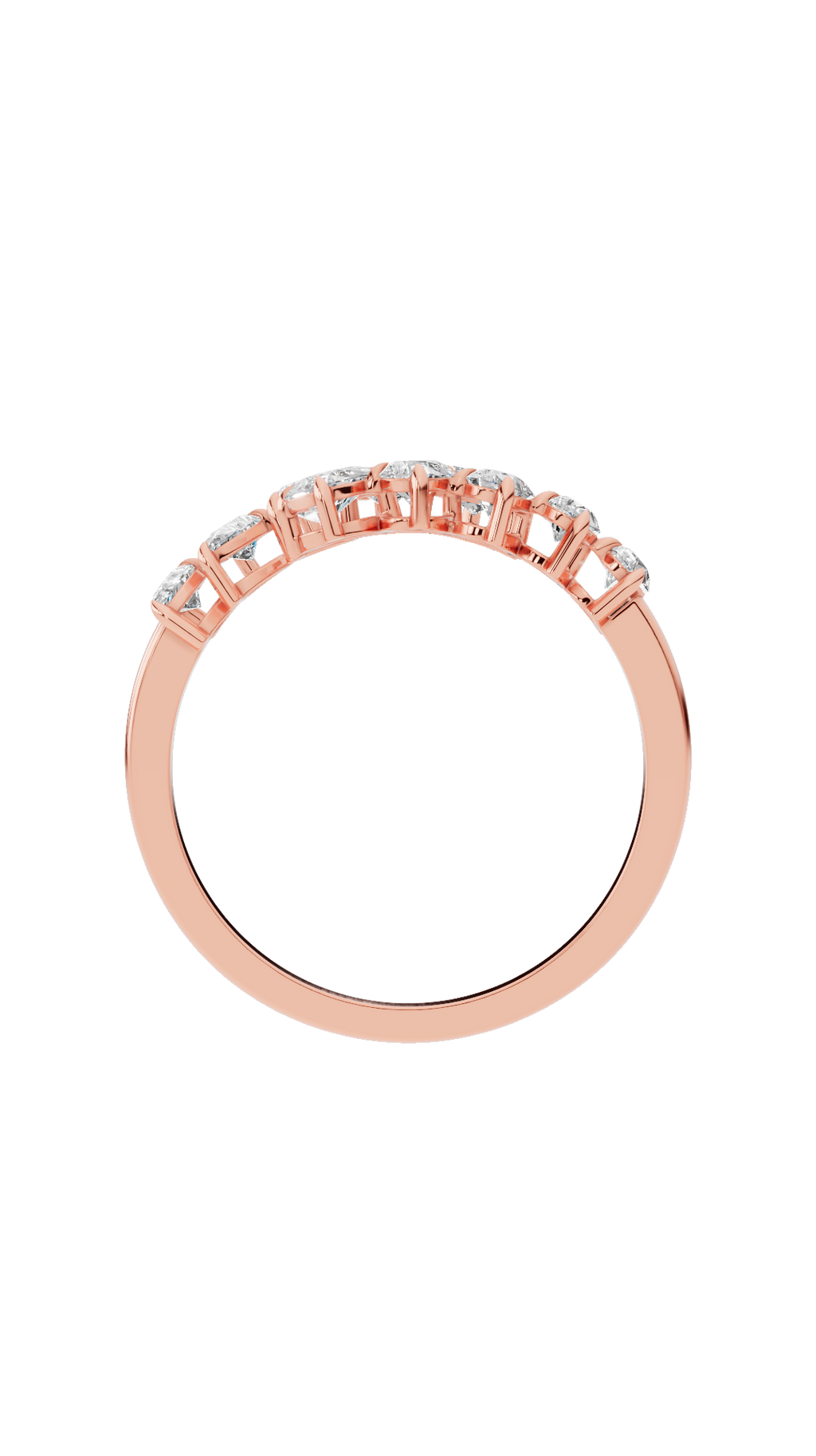Band detail of ivy bypass open ring in 14K rose gold with pear cut lab grown diamonds