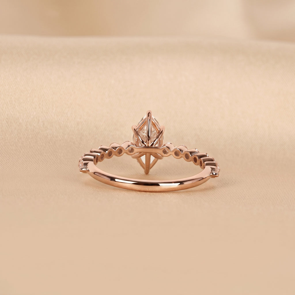 Marquise Cut Lab Grown Diamond Engagement Ring with Side Stones in 10K Rose Gold 1.20 CTW