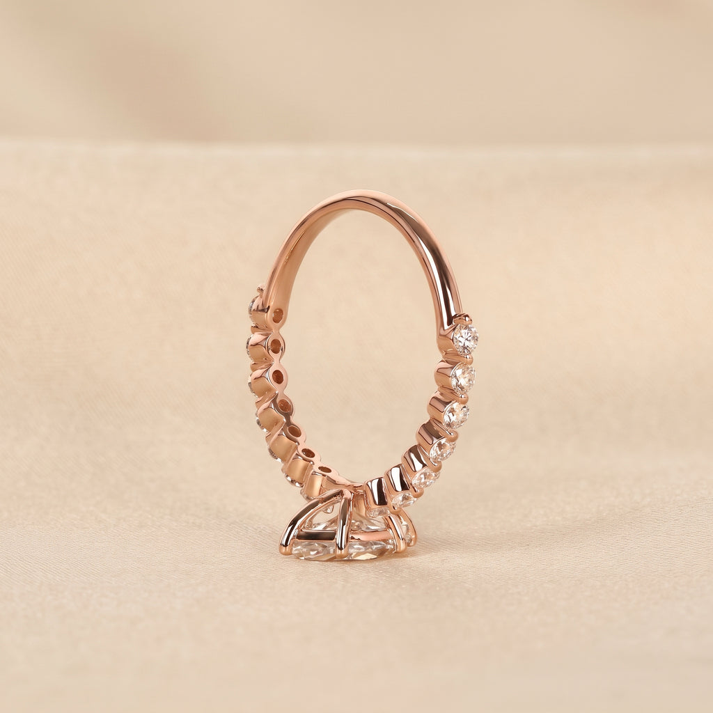 Marquise Cut Lab Grown Diamond Engagement Ring with Side Stones in 10K Rose Gold 1.20 CTW