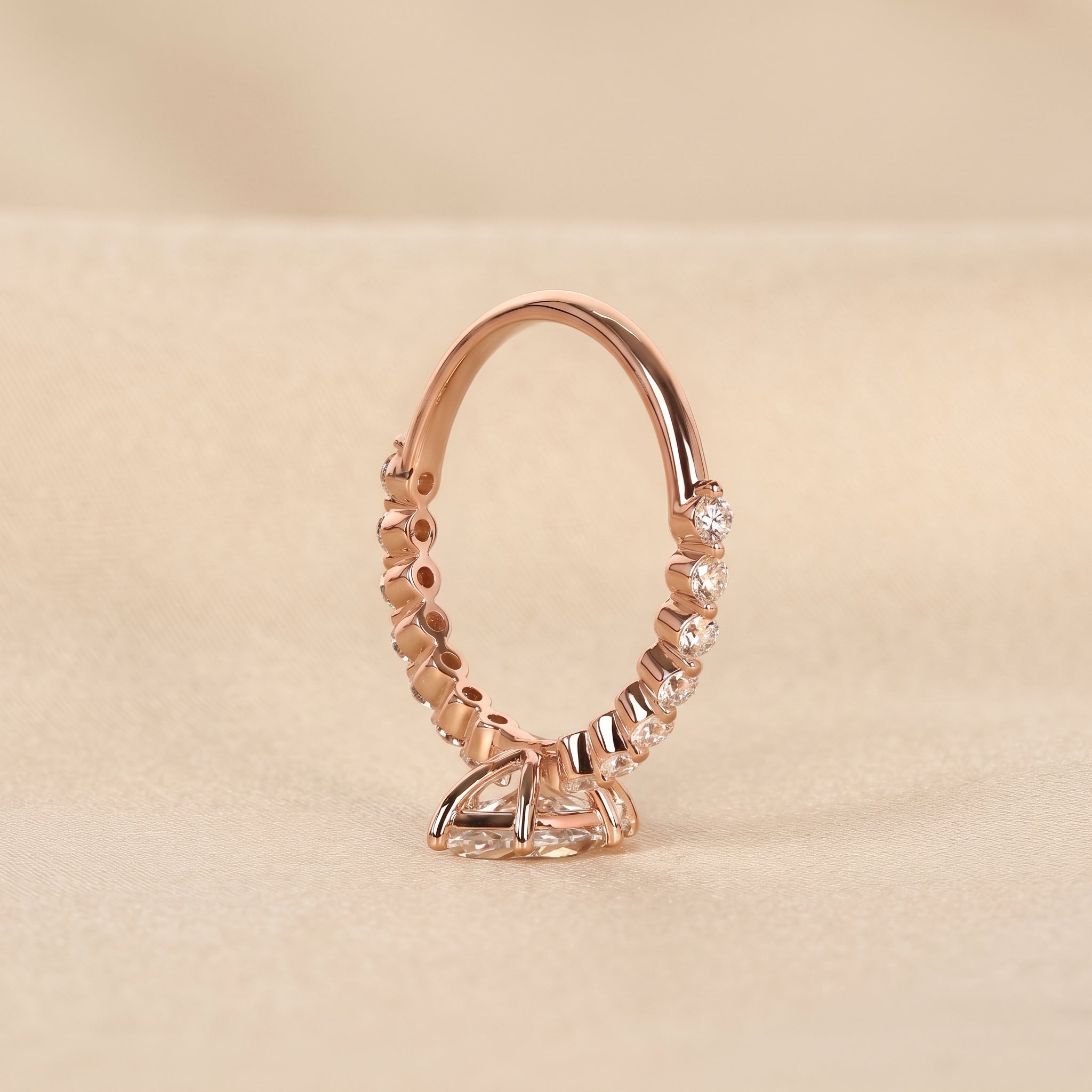 Marquise Cut Lab Grown Diamond Engagement Ring with Side Stones in 10K Rose Gold 1.20 CTW