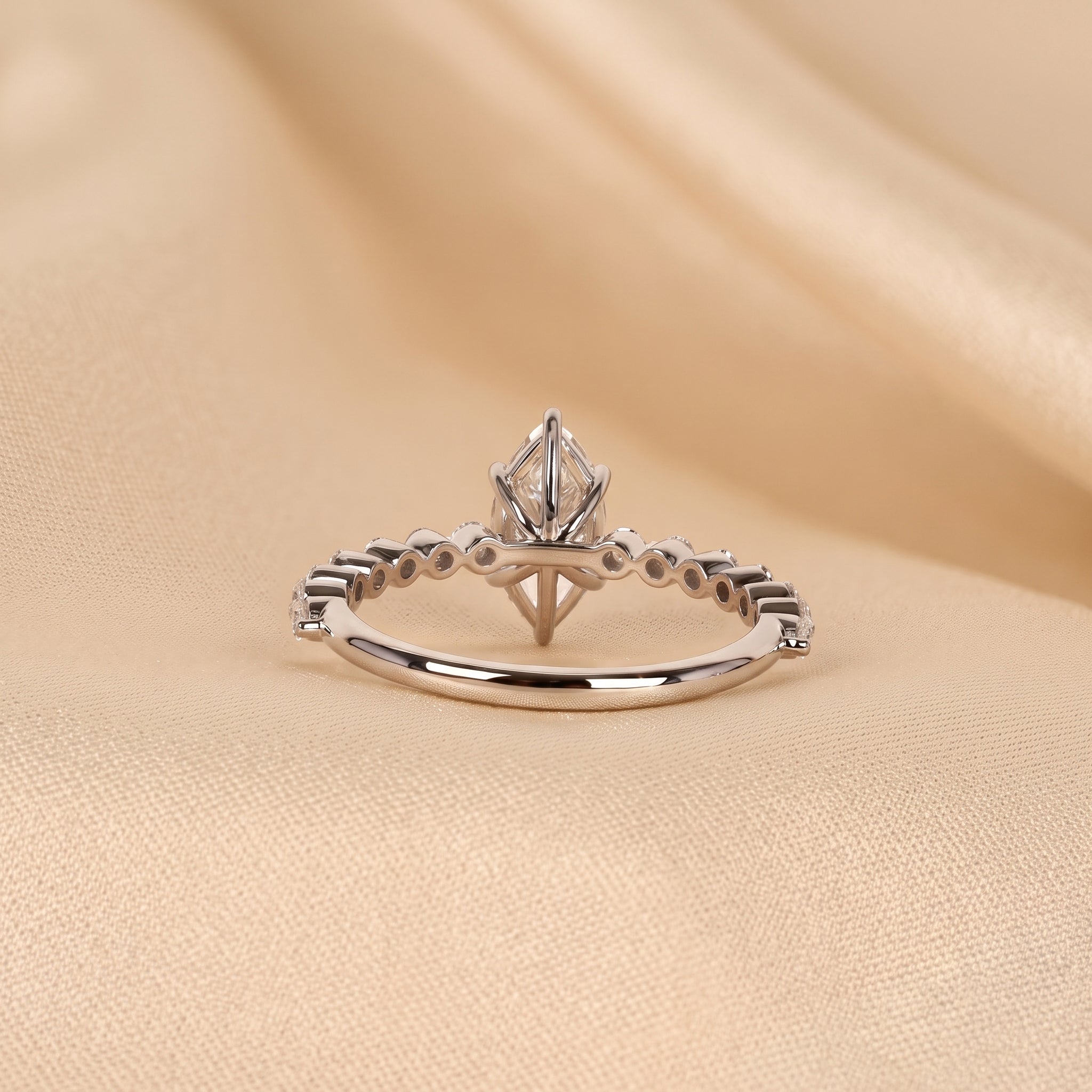 Marquise Cut Lab Grown Diamond Engagement Ring with Side Stones in 10K White Gold 1.20 CTW