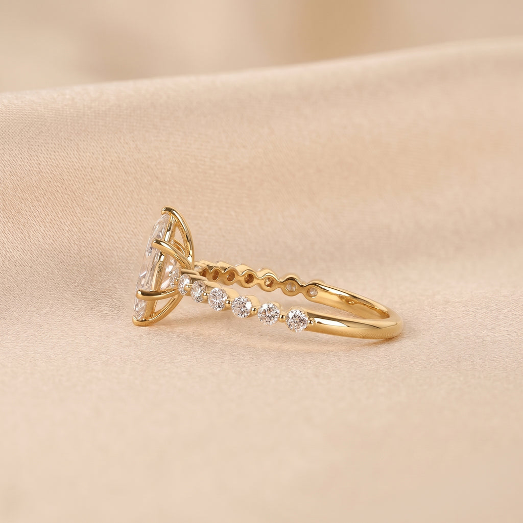 Marquise Cut Lab Grown Diamond Engagement Ring with Side Stones in 10K Yellow Gold 1.20 CTW