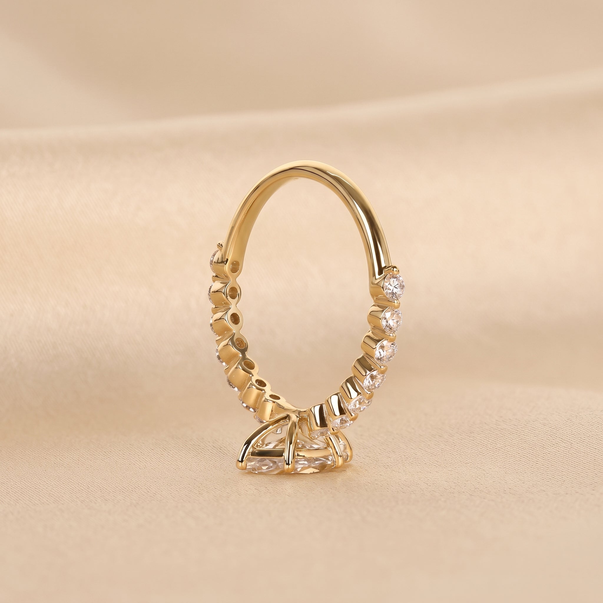 Marquise Cut Lab Grown Diamond Engagement Ring with Side Stones in 10K Yellow Gold 1.20 CTW