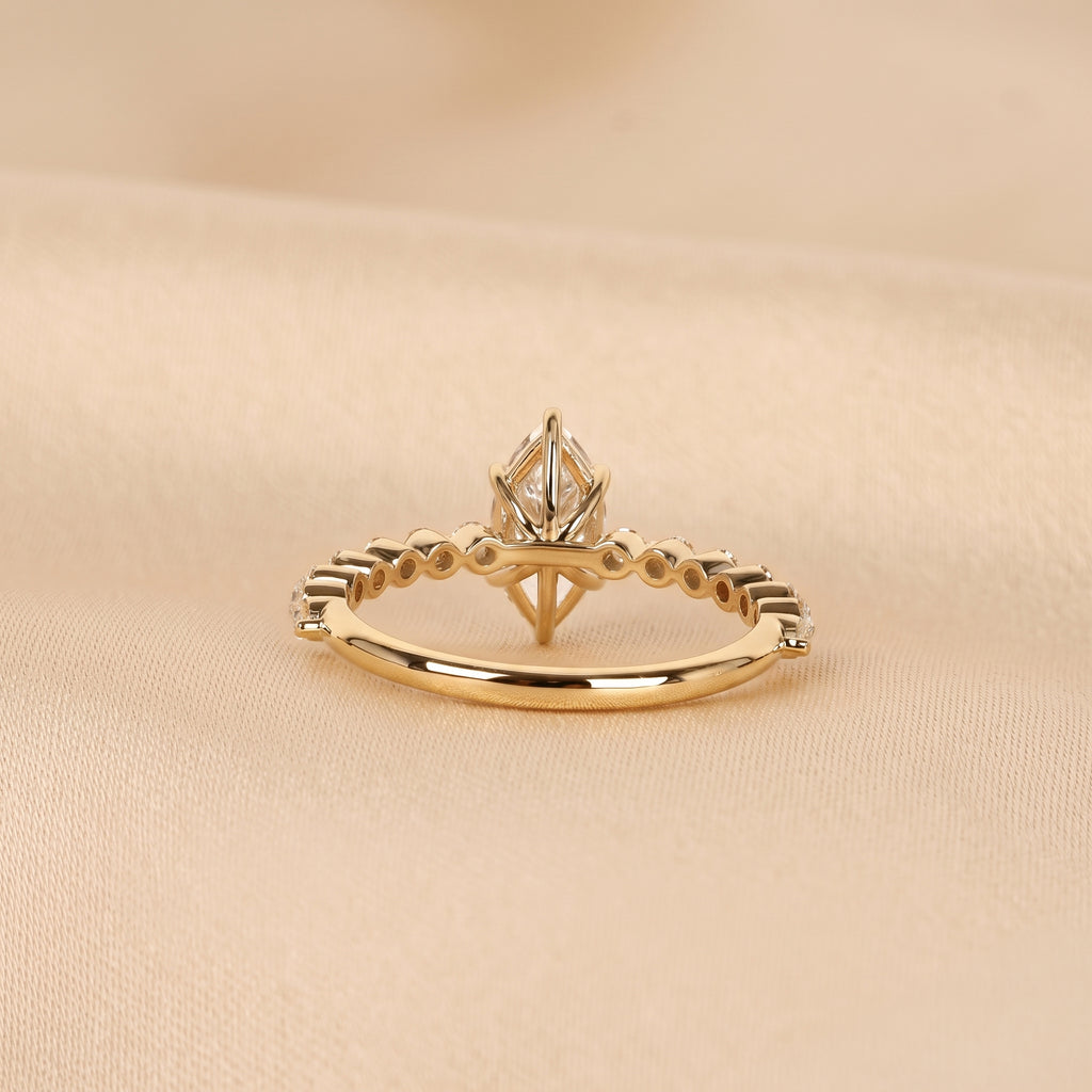 Marquise Cut Lab Grown Diamond Engagement Ring with Side Stones in 18K Yellow Gold 1.20 CTW