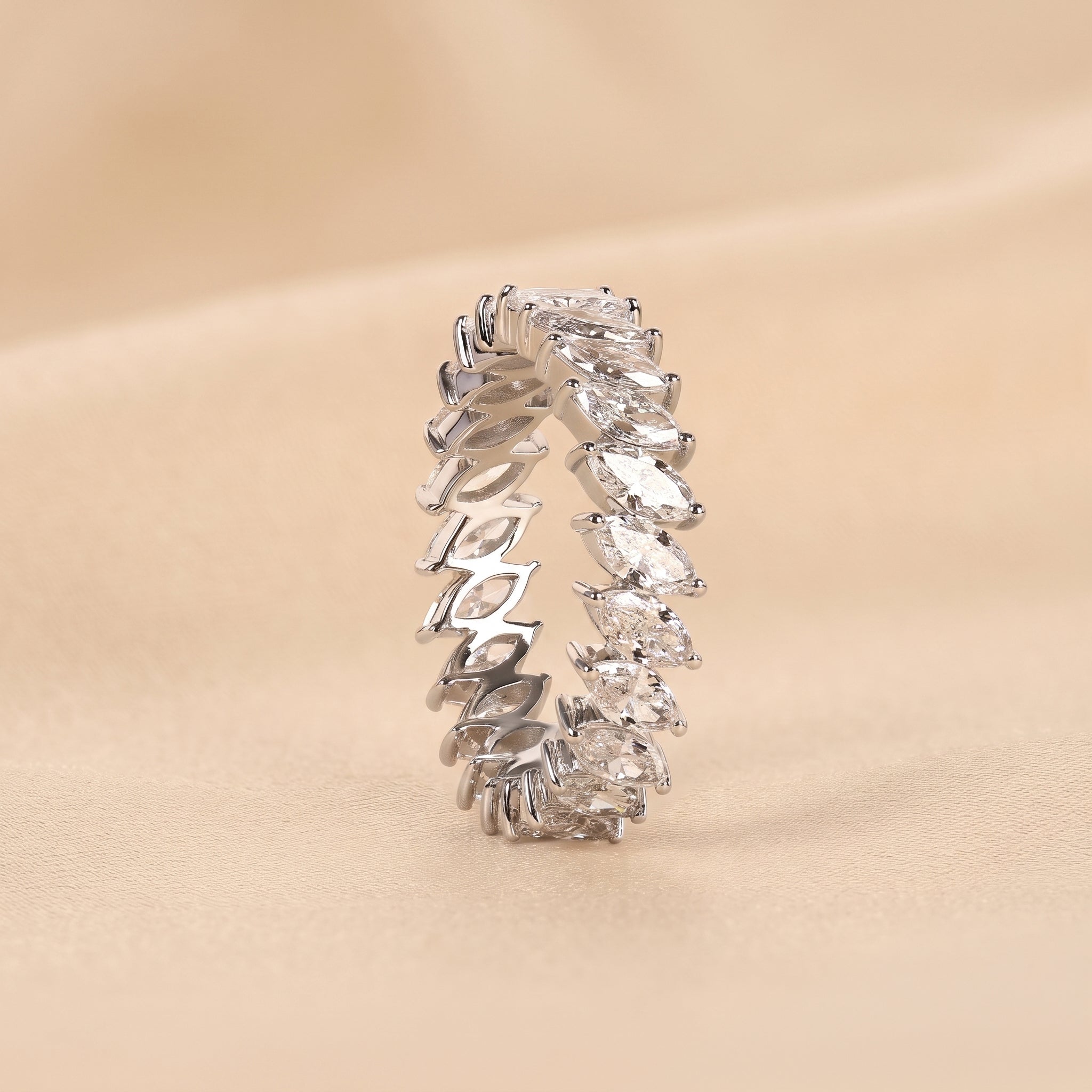 Marquise Cut Lab Grown Diamond Full Eternity Ring in 10K White Gold 2.50 CTW
