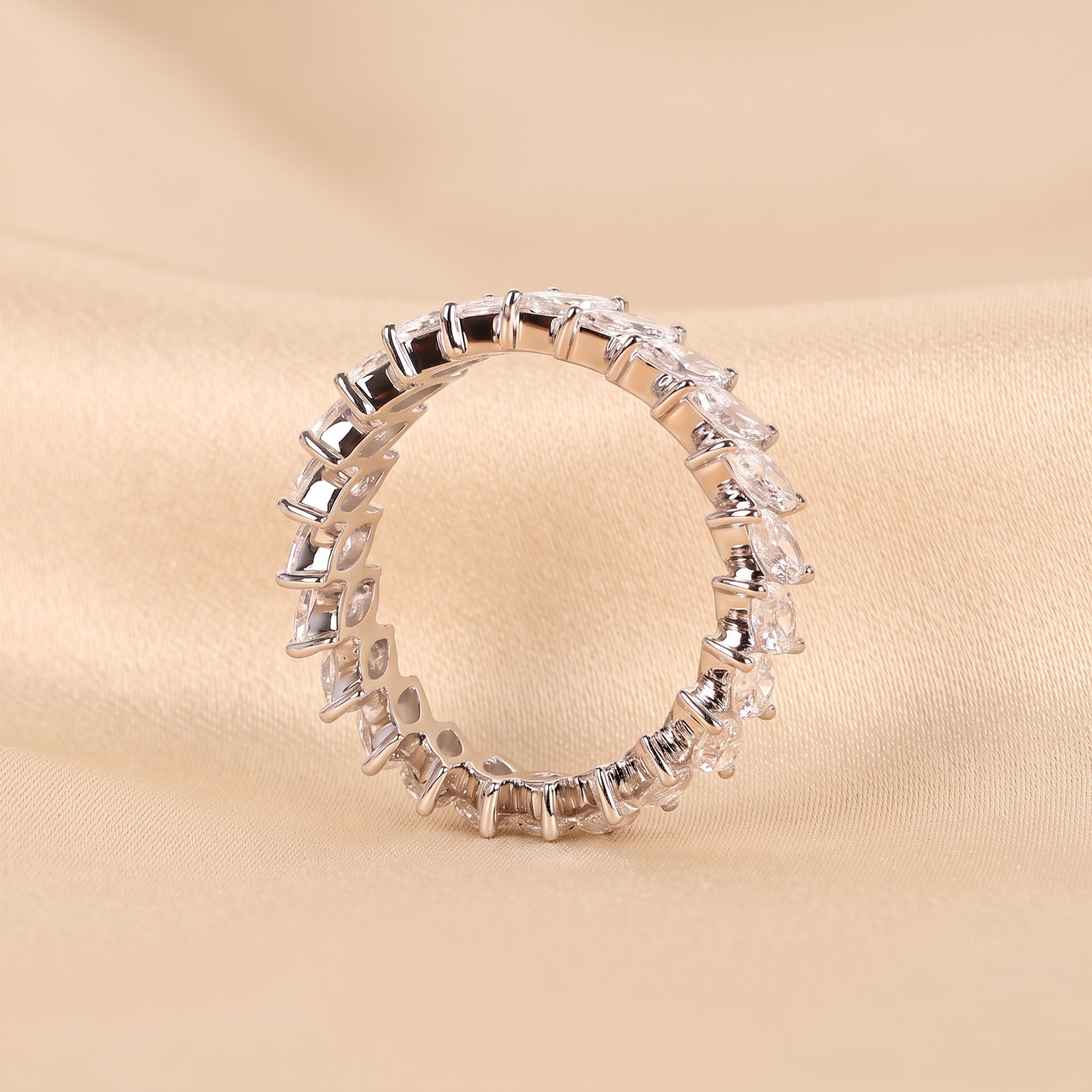 Marquise Cut Lab Grown Diamond Full Eternity Ring in 10K White Gold 2.50 CTW