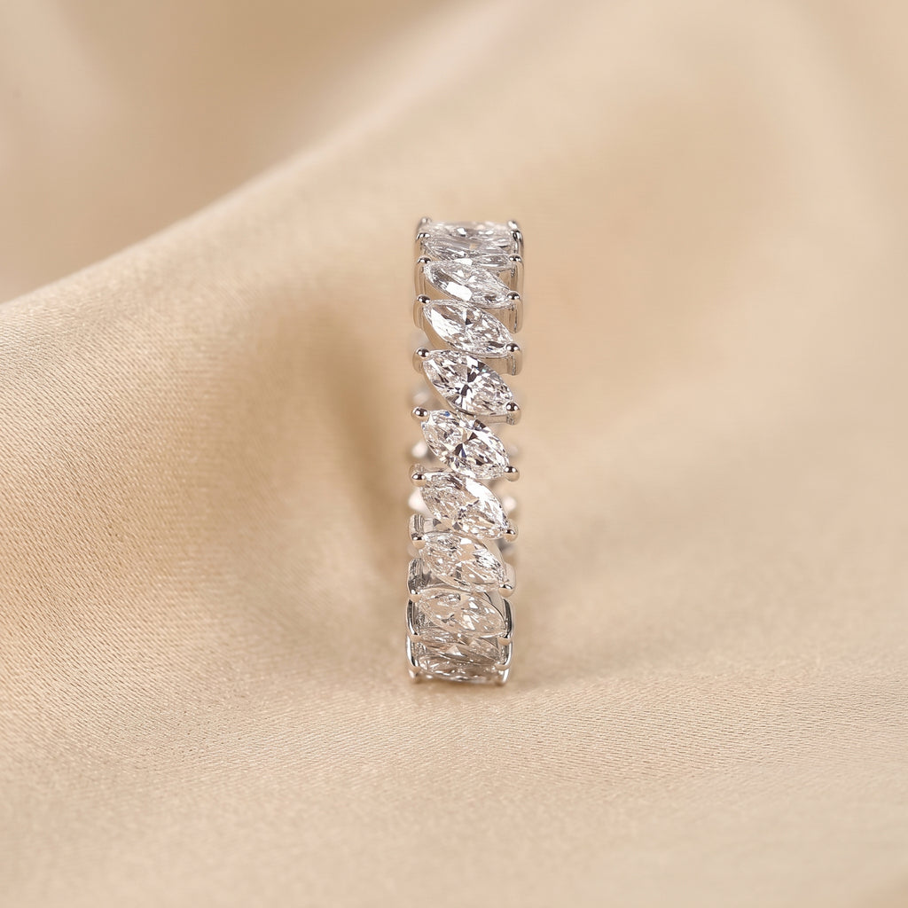 Marquise Cut Lab Grown Diamond Full Eternity Ring in 10K White Gold 2.50 CTW