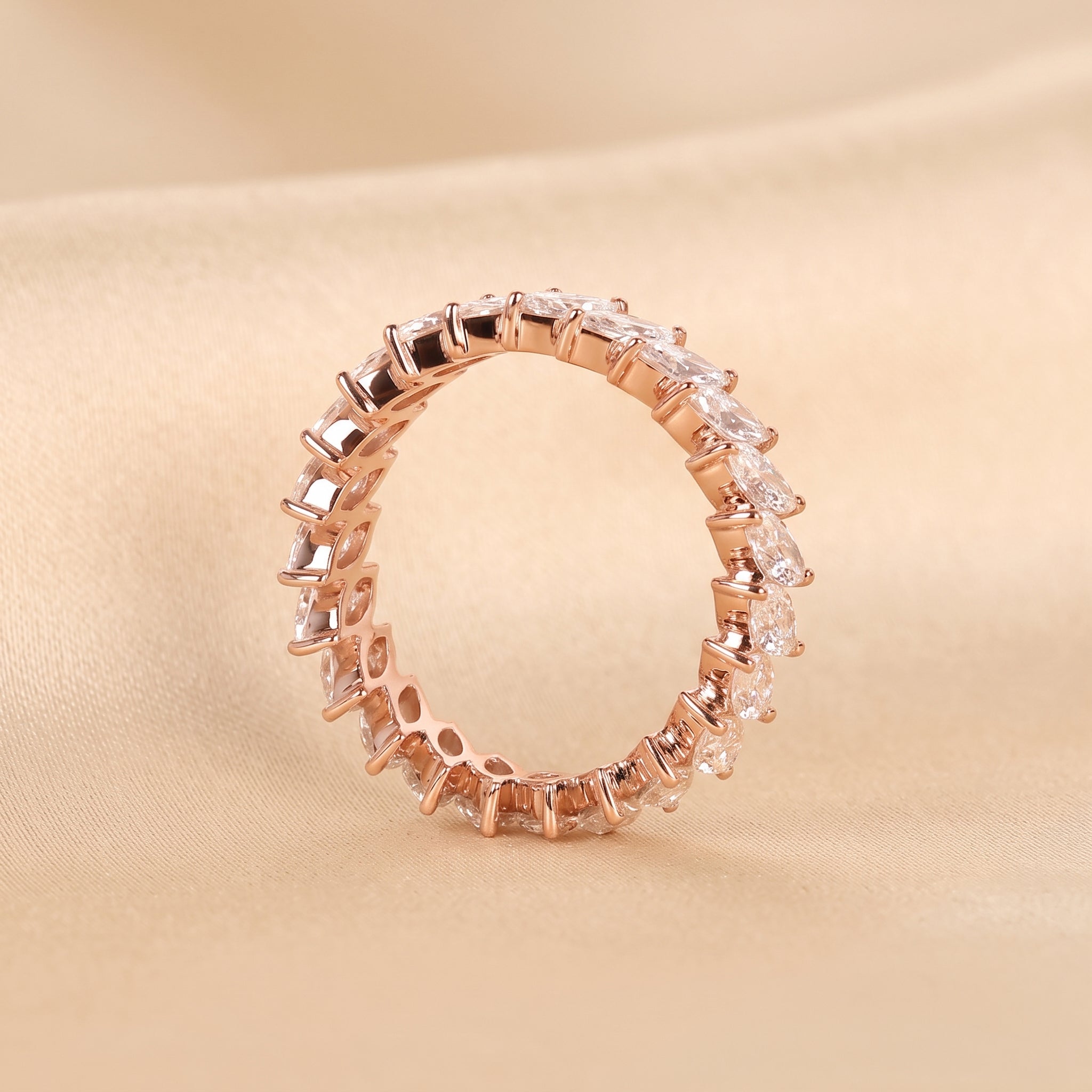Marquise Cut Lab Grown Diamond Full Eternity Ring in 14K Rose Gold 2.50 CTW