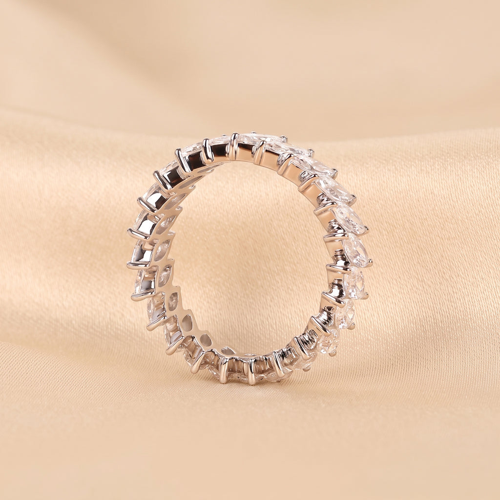 Marquise Cut Lab Grown Diamond Full Eternity Ring in 14K White Gold 2.50 CTW
