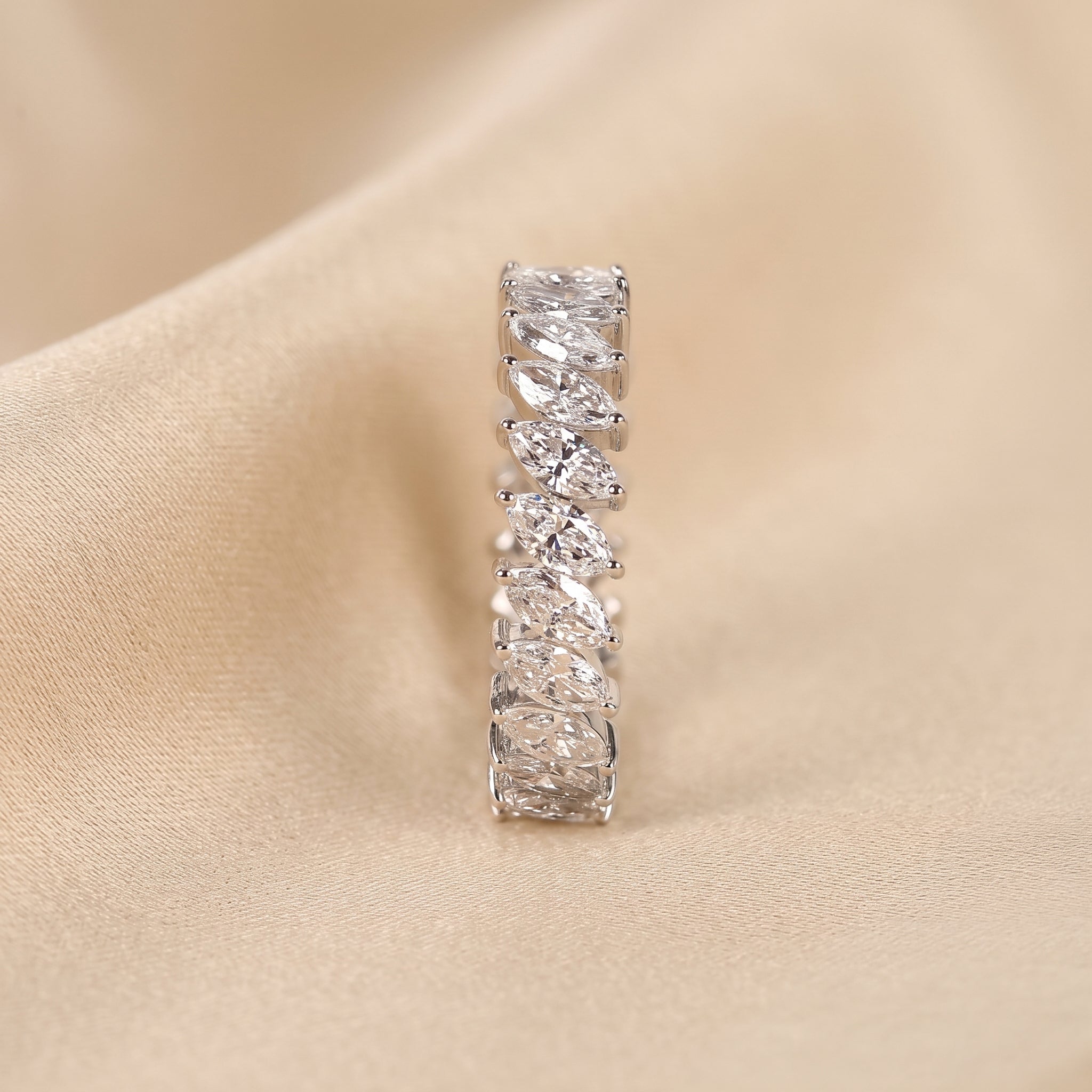 Marquise Cut Lab Grown Diamond Full Eternity Ring in 14K White Gold 2.50 CTW