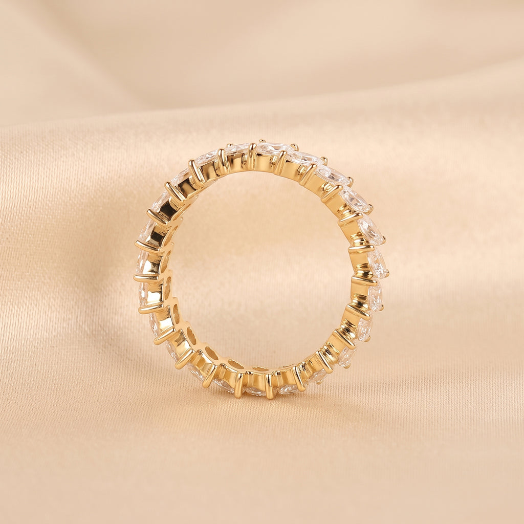 Marquise Cut Lab Grown Diamond Full Eternity Ring in 14K Yellow Gold 2.50 CTW