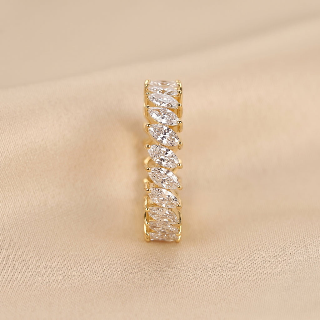 Marquise Cut Lab Grown Diamond Full Eternity Ring in 14K Yellow Gold 2.50 CTW