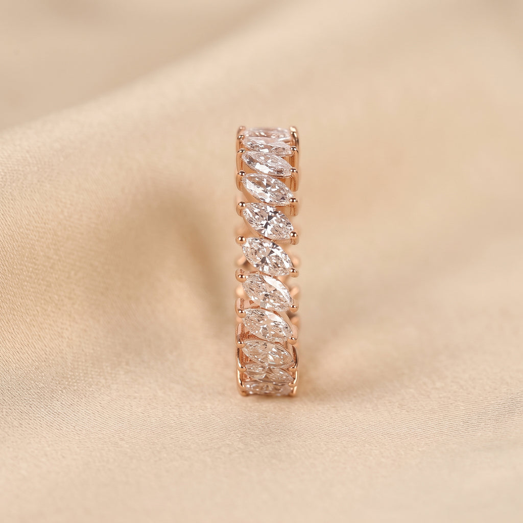 Marquise Cut Lab Grown Diamond Full Eternity Ring in 18K Rose Gold 2.50 CTW