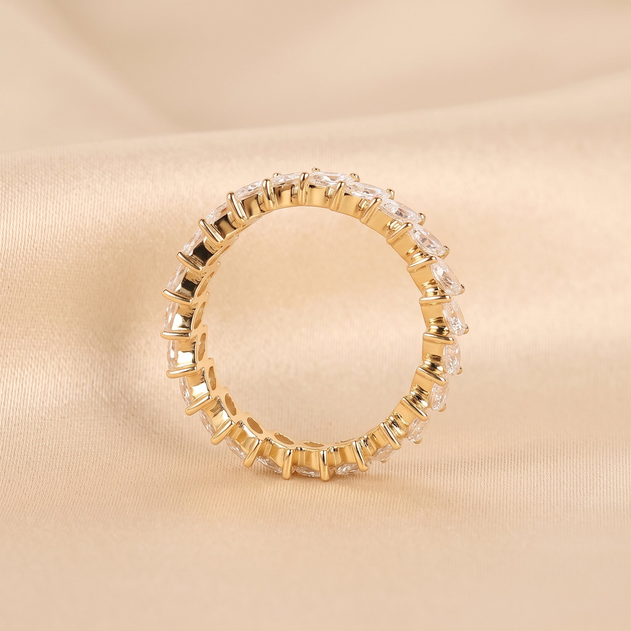 Marquise Cut Lab Grown Diamond Full Eternity Ring in 18K Yellow Gold 2.50 CTW