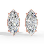 Marquise Cut  Solitaire Lab-Grown Diamond Stud Earrings 14k Rose Gold