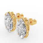 Marquise Cut  Solitaire Lab-Grown Diamond Stud Earrings 18k Yellow Gold