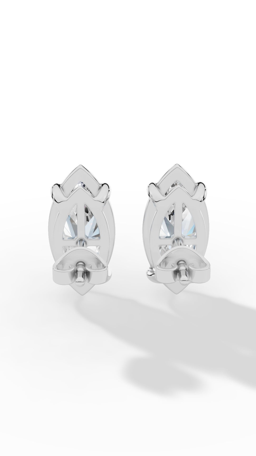 Marquise Cut Solitaire Stud Earrings 10K White Gold 2.0 CTW