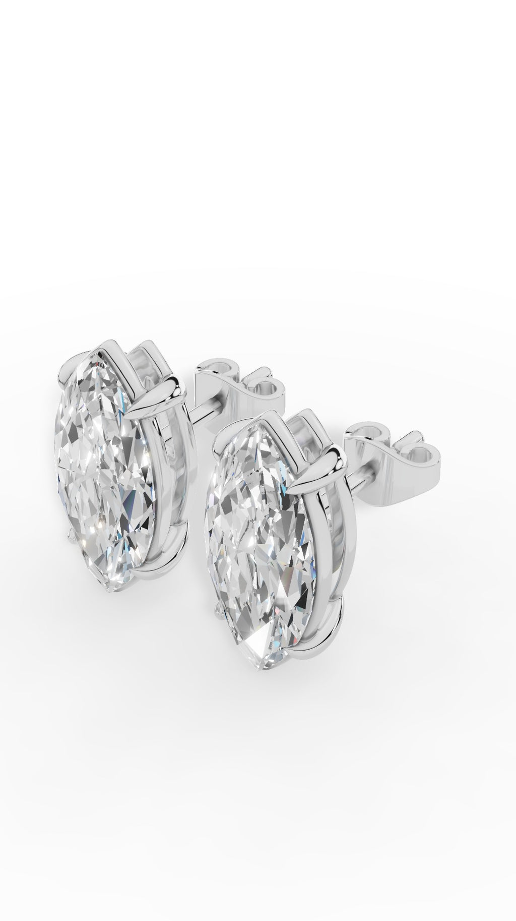 Marquise Cut Solitaire Stud Earrings 10K White Gold 2.0 CTW