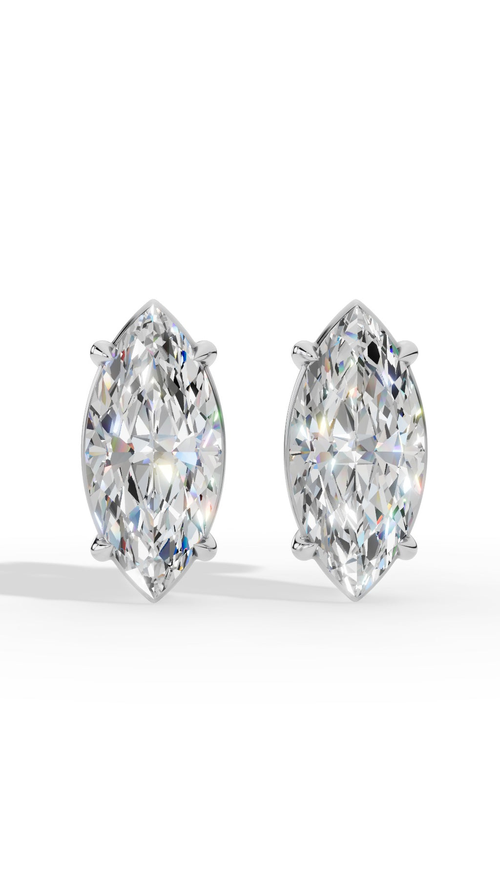 Marquise Cut Solitaire Stud Earrings 10K White Gold 2.0 CTW