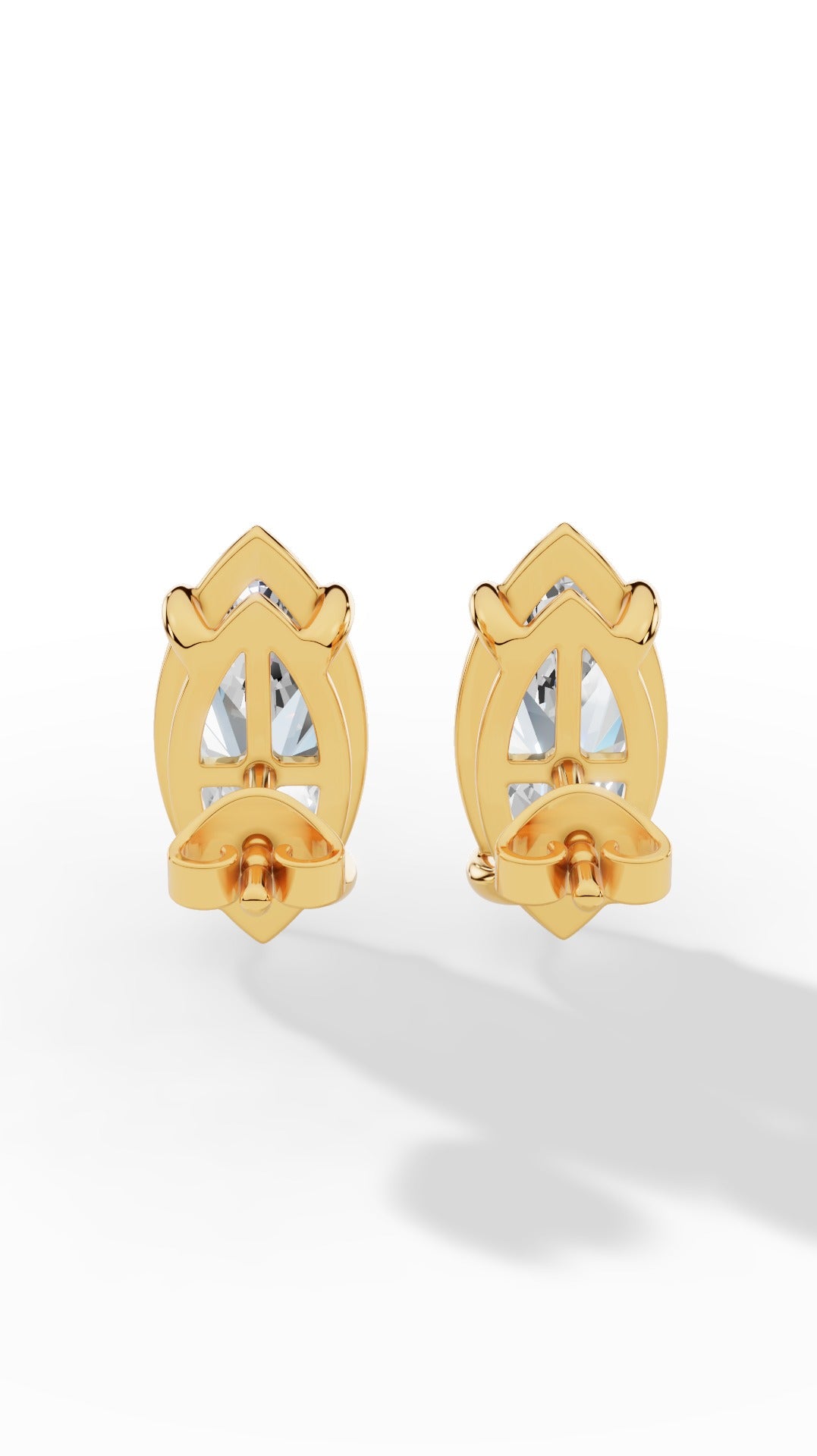 Marquise Cut Solitaire Stud Earrings 10K Yellow Gold 2.0 CTW