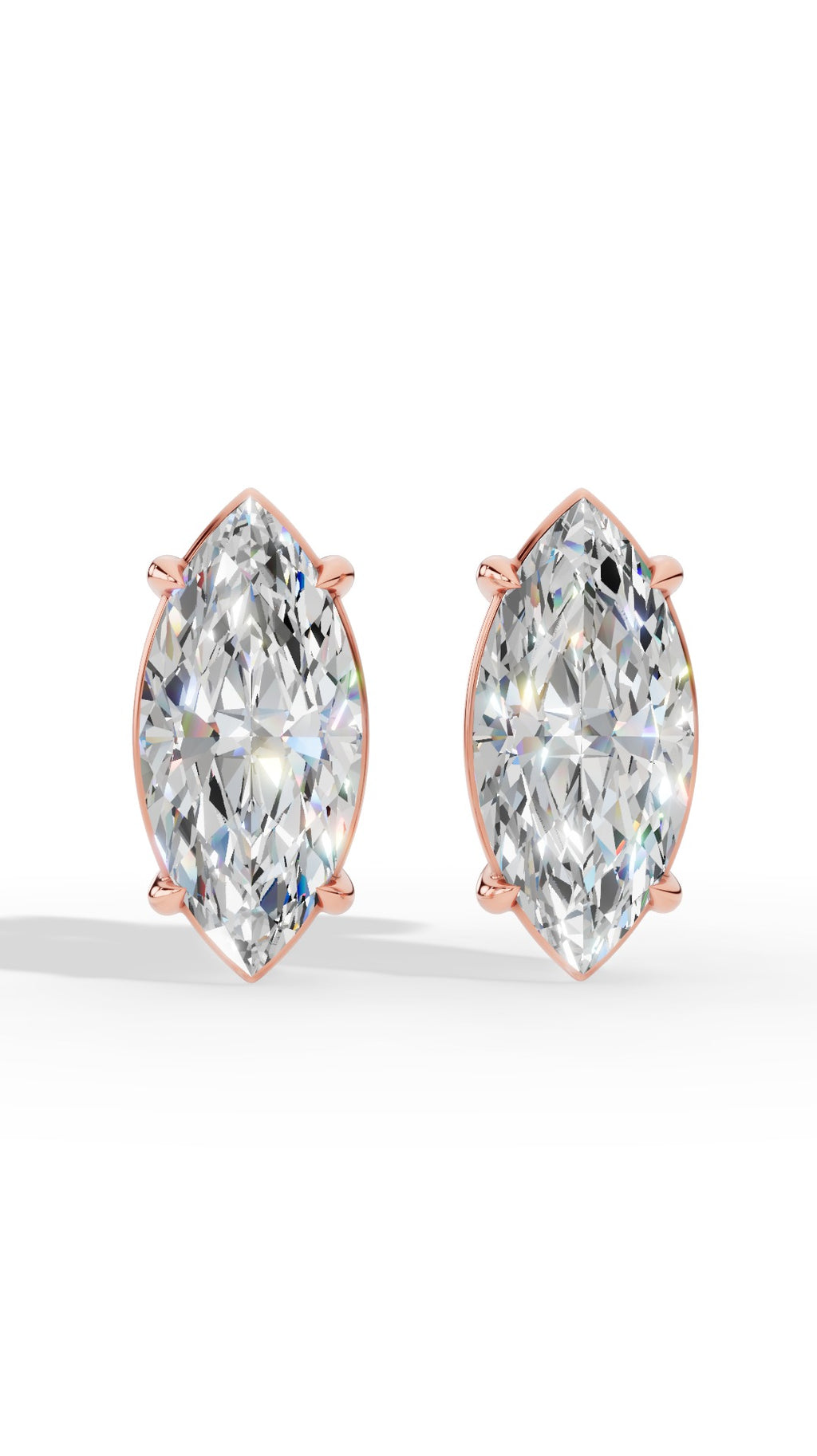 Marquise Cut Solitaire Stud Earrings 14K Rose Gold 2.0 CTW