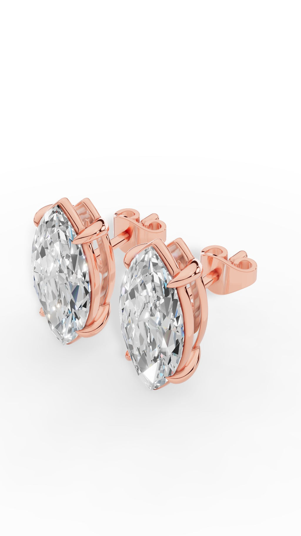 Marquise Cut Solitaire Stud Earrings 18K Rose Gold 2.0 CTW