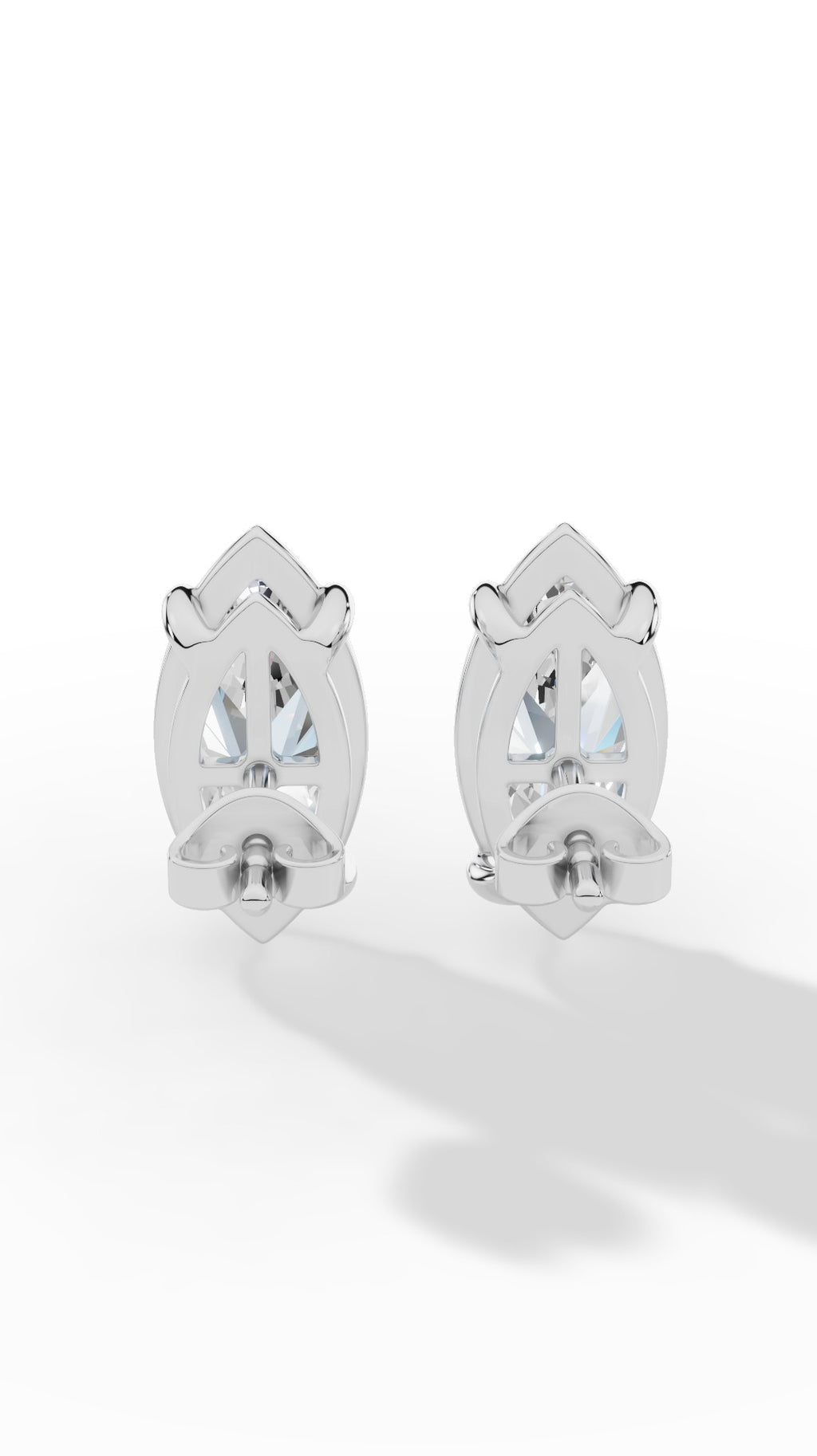 Marquise Cut Solitaire Stud Earrings 18K White Gold 2.0 CTW