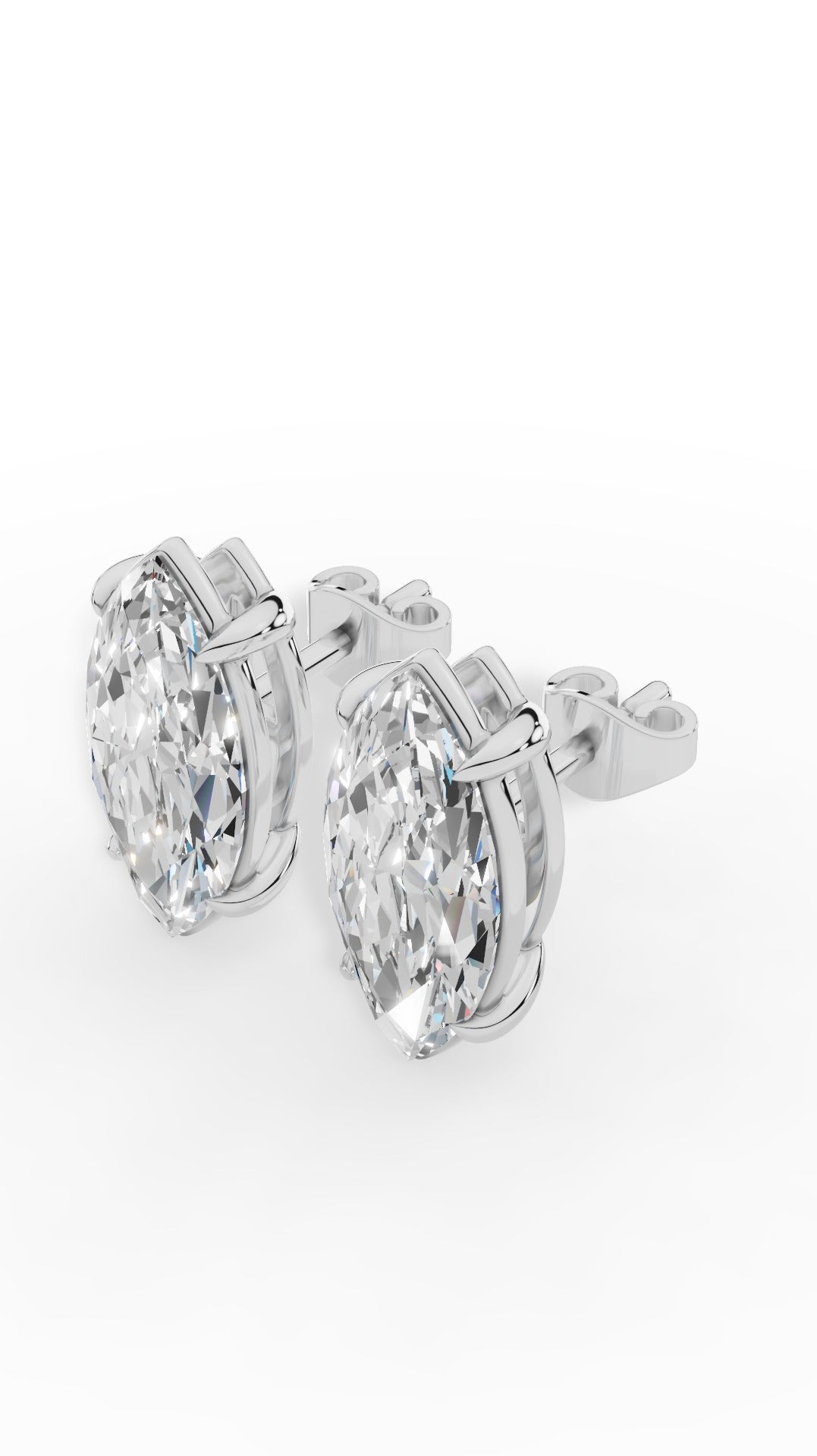 Marquise Cut Solitaire Stud Earrings 925 Sterling Silver 2.0 CTW