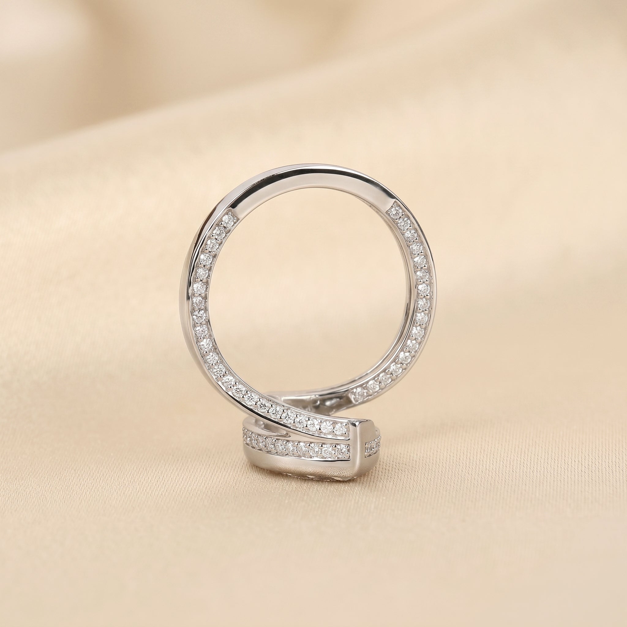 Marquise Lab Grown Diamond Bezel Bypass Ring in 10K White Gold 5 CTW