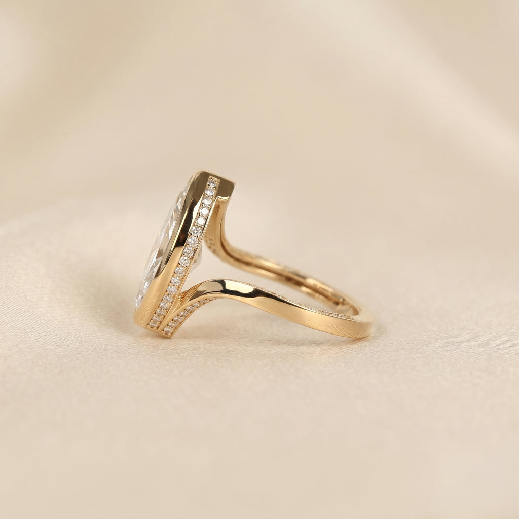 Marquise Lab Grown Diamond Bezel Bypass Ring in 10K Yellow Gold 5 CTW