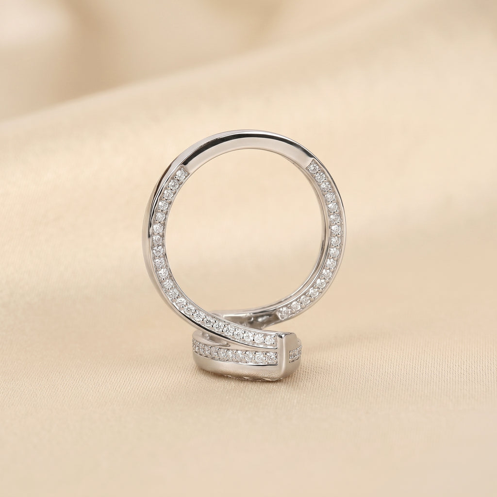 Marquise Lab Grown Diamond Bezel Bypass Ring in 18K White Gold 5 CTW