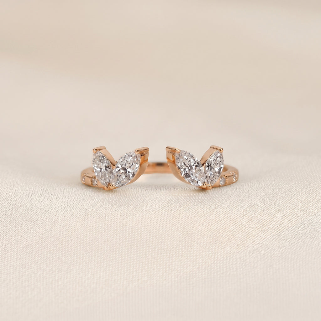 Marquise Lab Grown Diamond Nature Inspired Open Ring in 10K Rose Gold 0.75 CTW