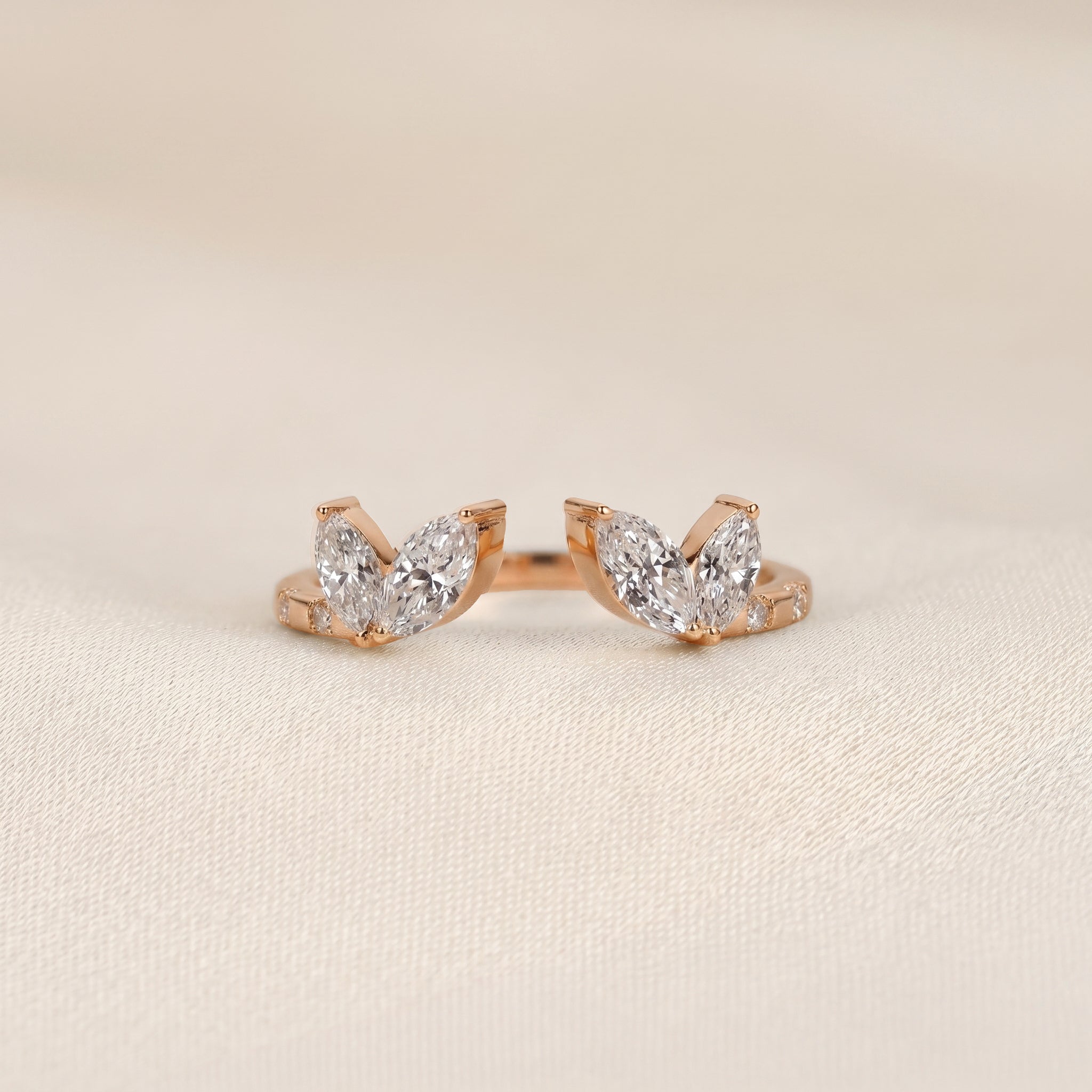 Marquise Lab Grown Diamond Nature Inspired Open Ring in 10K Rose Gold 0.75 CTW