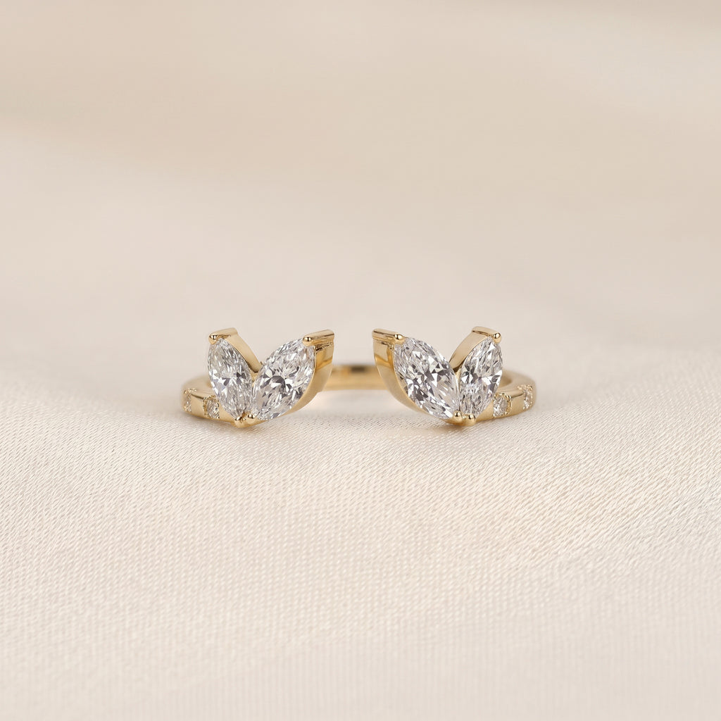 Marquise Lab Grown Diamond Nature Inspired Open Ring in 10K Yellow Gold 0.75 CTW