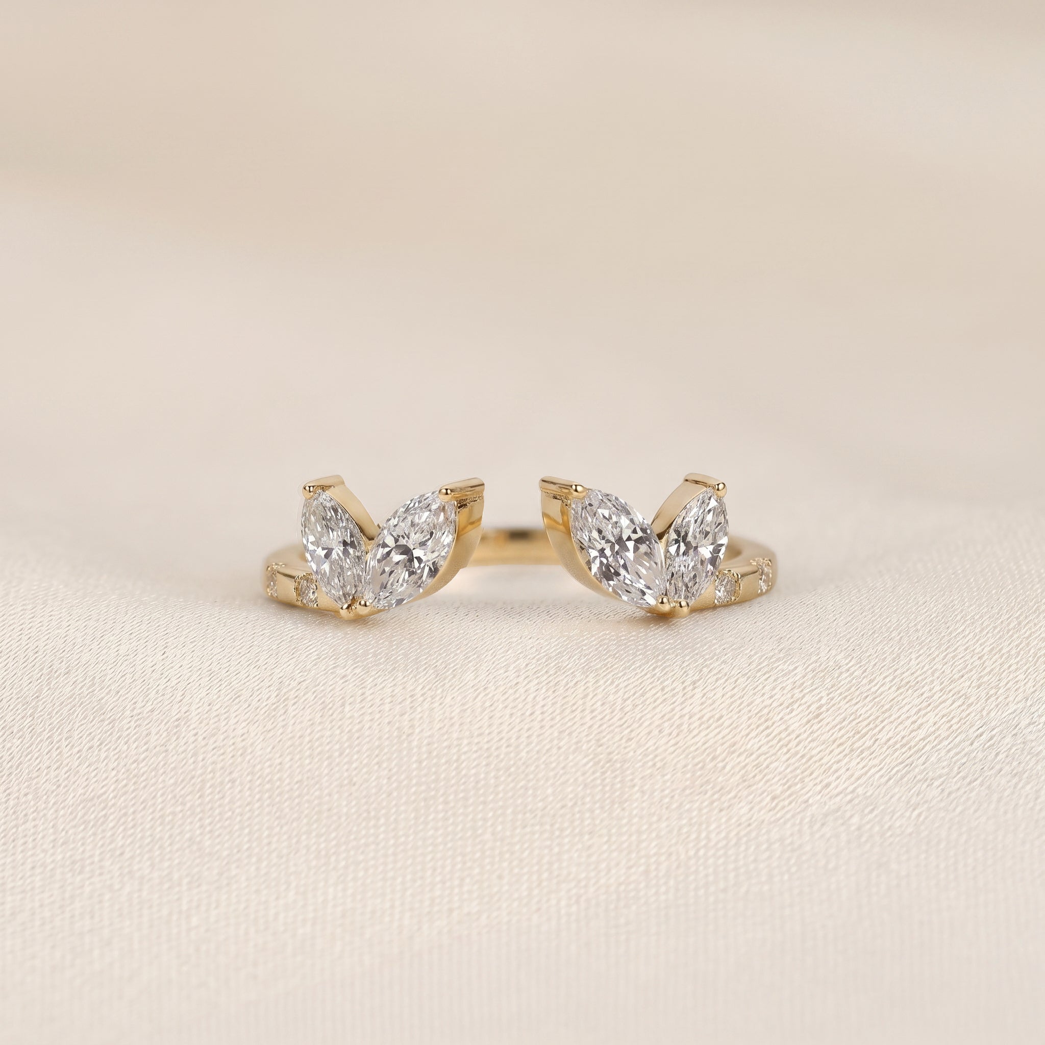 Marquise Lab Grown Diamond Nature Inspired Open Ring in 10K Yellow Gold 0.75 CTW