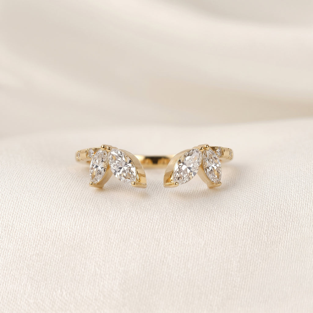 Marquise Lab Grown Diamond Nature Inspired Open Ring in 14K Yellow Gold 0.75 CTW