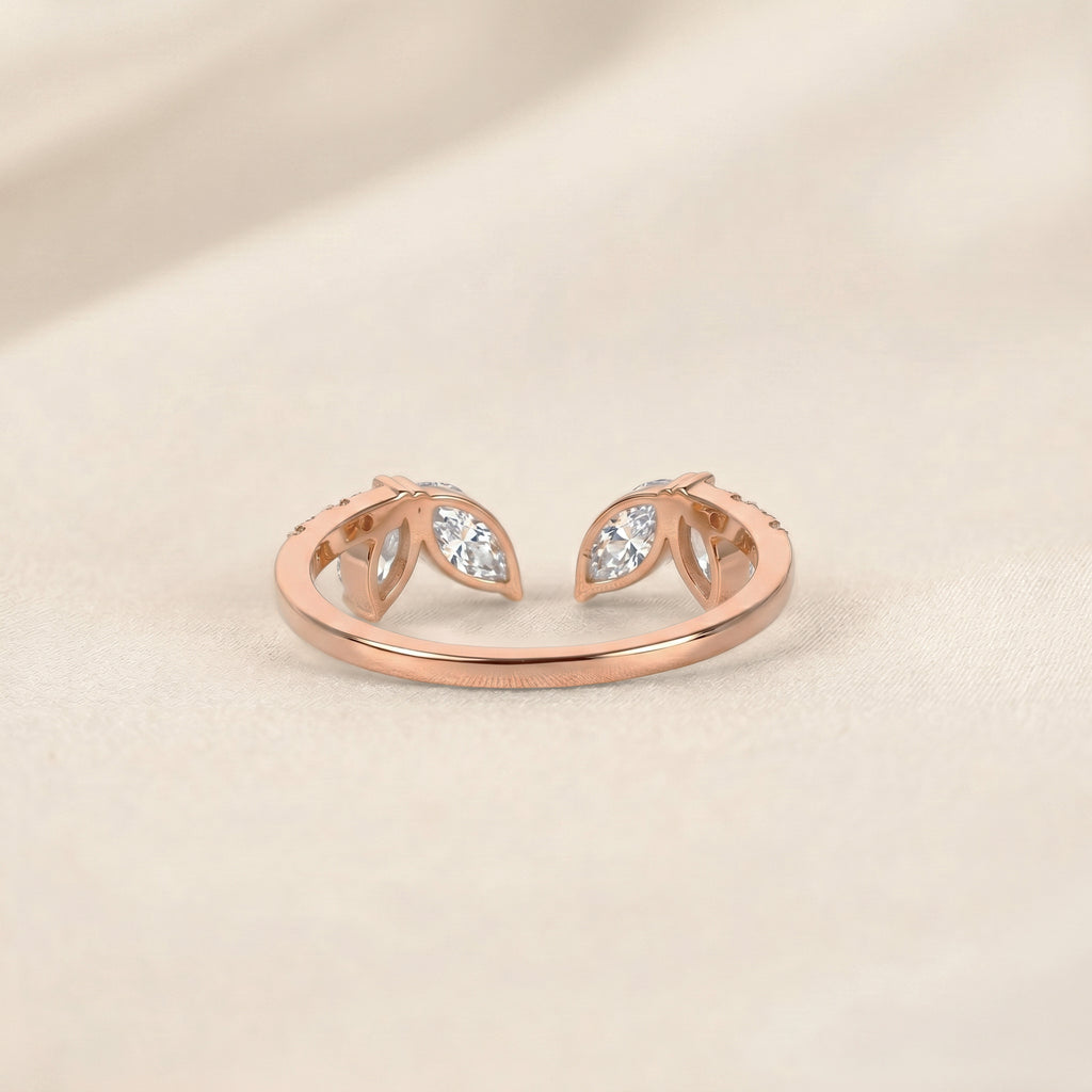 Marquise Lab Grown Diamond Nature Inspired Open Ring in 18K Rose Gold 0.75 CTW