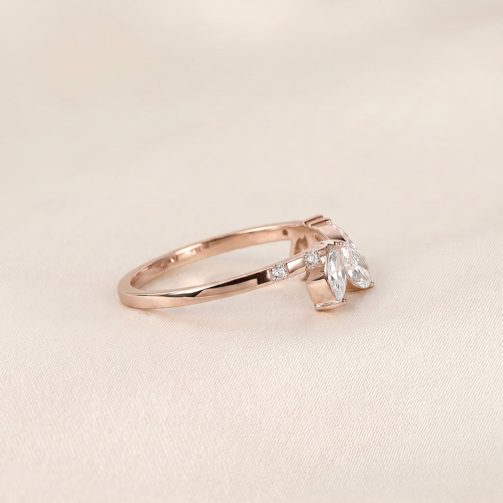 Marquise Lab Grown Diamond Nature Inspired Open Ring in 18K Rose Gold 0.75 CTW