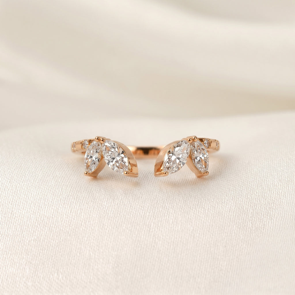 Marquise Lab Grown Diamond Nature Inspired Open Ring in 18K Rose Gold 0.75 CTW