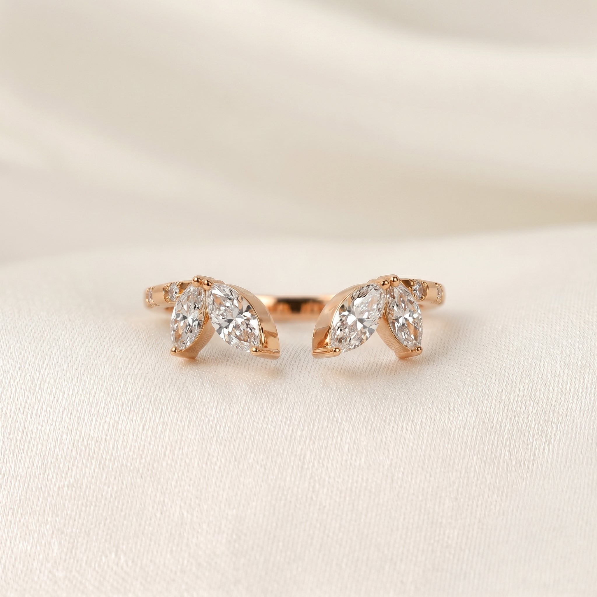 Marquise Lab Grown Diamond Nature Inspired Open Ring in 18K Rose Gold 0.75 CTW